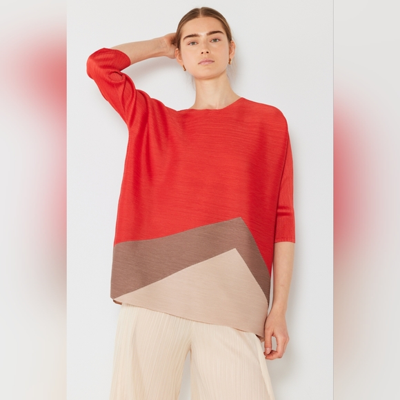 Marina West Swim Pleated Horizontal Rib Color Block Top - Picture 1 of 4